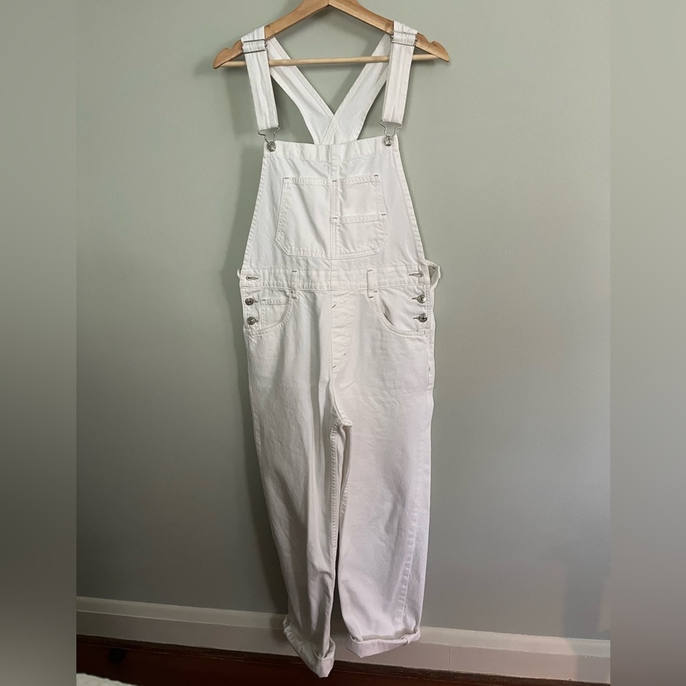 Free People We The Free Ziggy Denim Overalls in Optic White - Size S - Picture 5 of 9